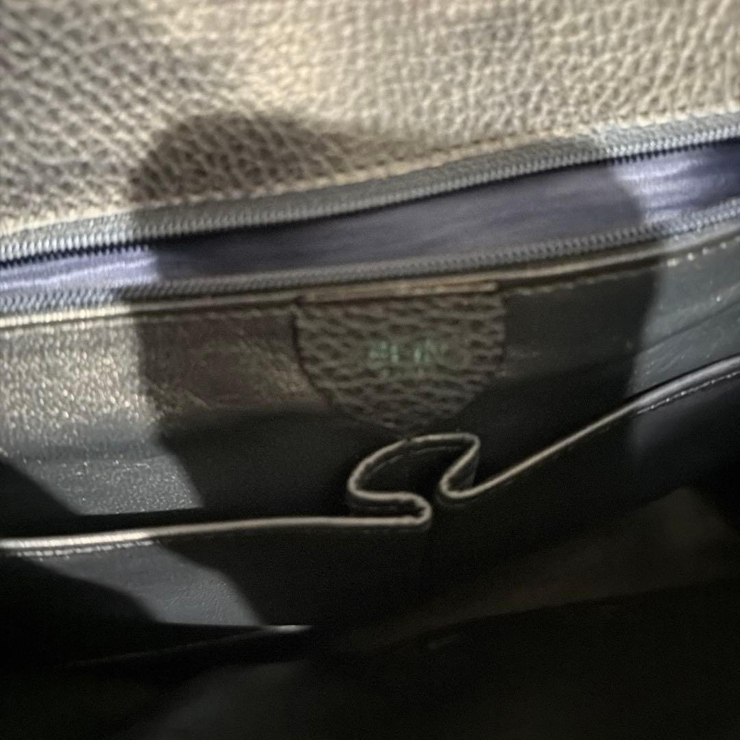 CELINE マンテル ハンドバッグ レザー ネイビー　ヴィンテージ　セリーヌ