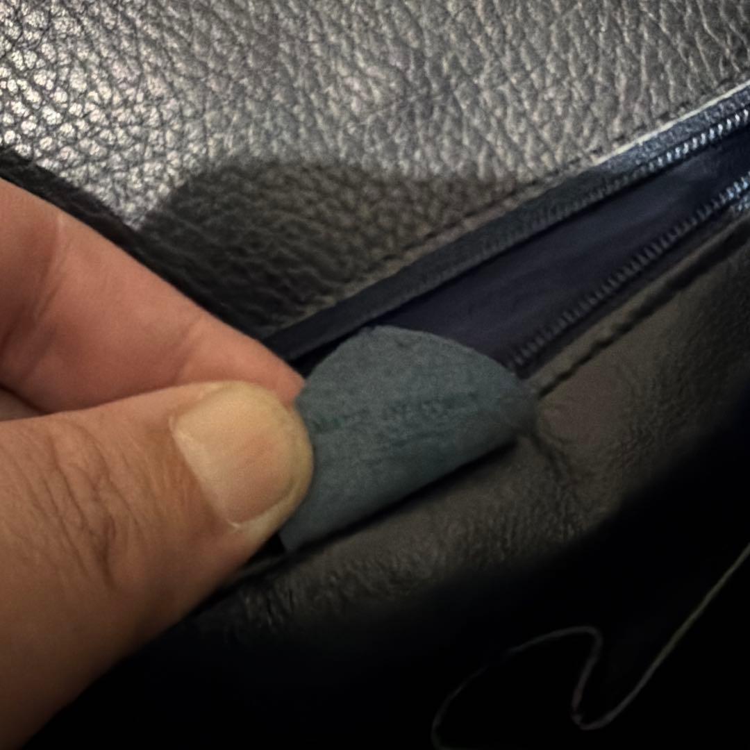 CELINE マンテル ハンドバッグ レザー ネイビー　ヴィンテージ　セリーヌ