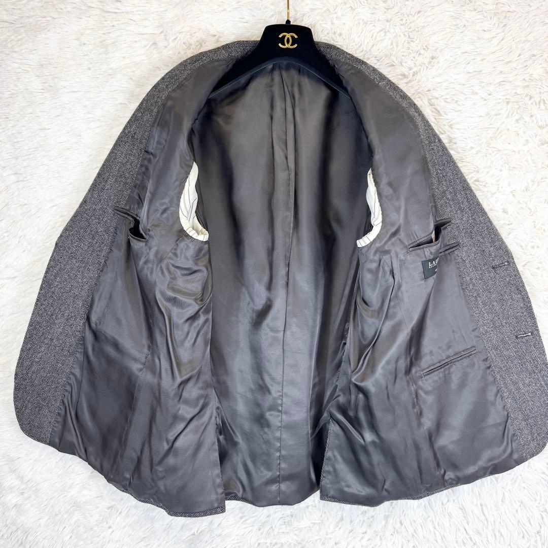 【美品】ローレンラルフローレン テーラードジャケット ヘリンボーン グレー 42