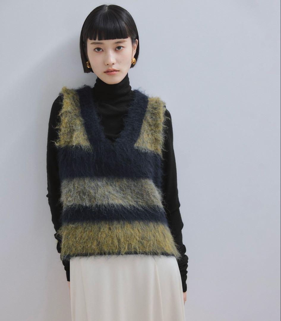 adam et rope ブラッシュドボーダーベスト