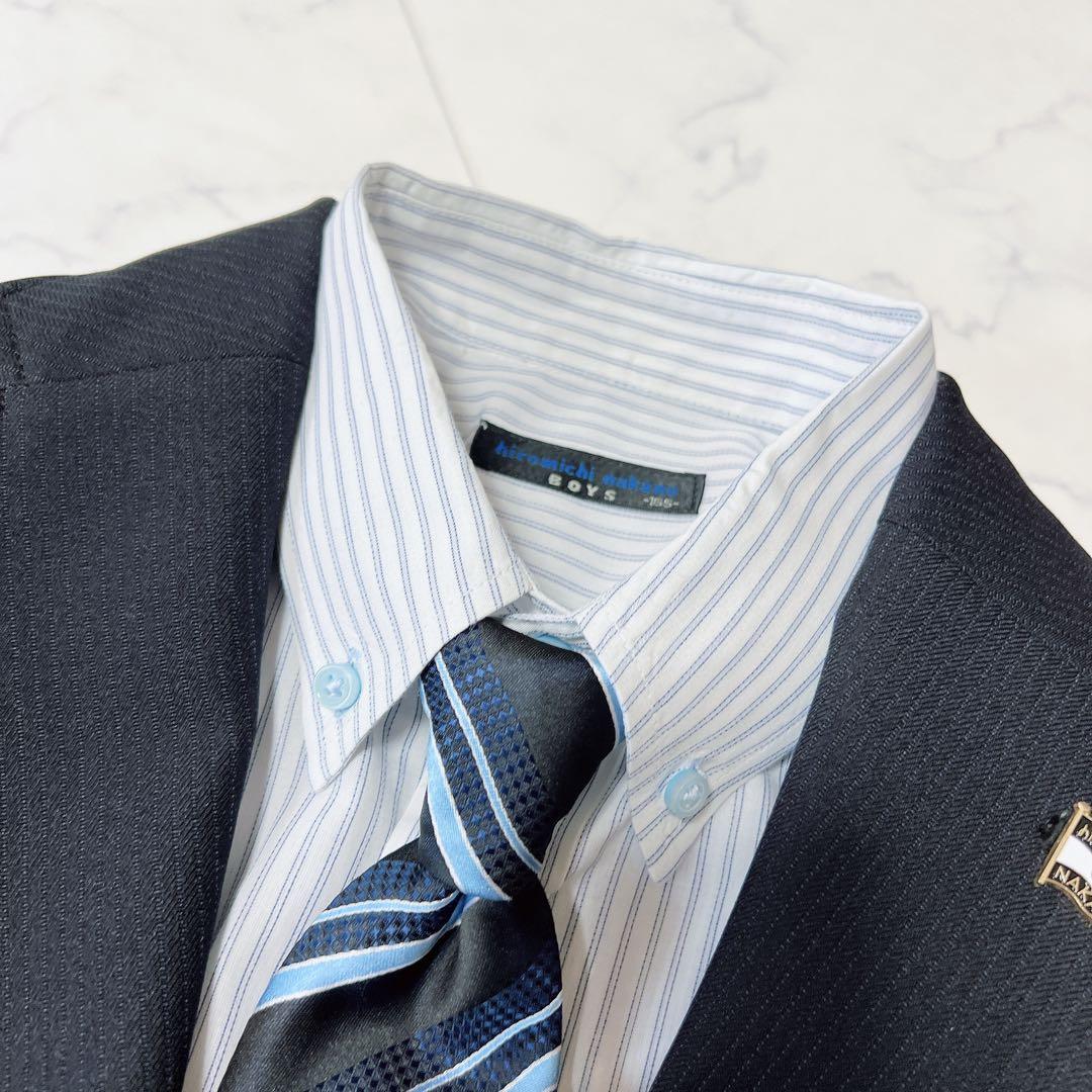 【良品】ヒロミチナカノ男の子 スーツ セットアップ 長ズボン 卒服 黒　165