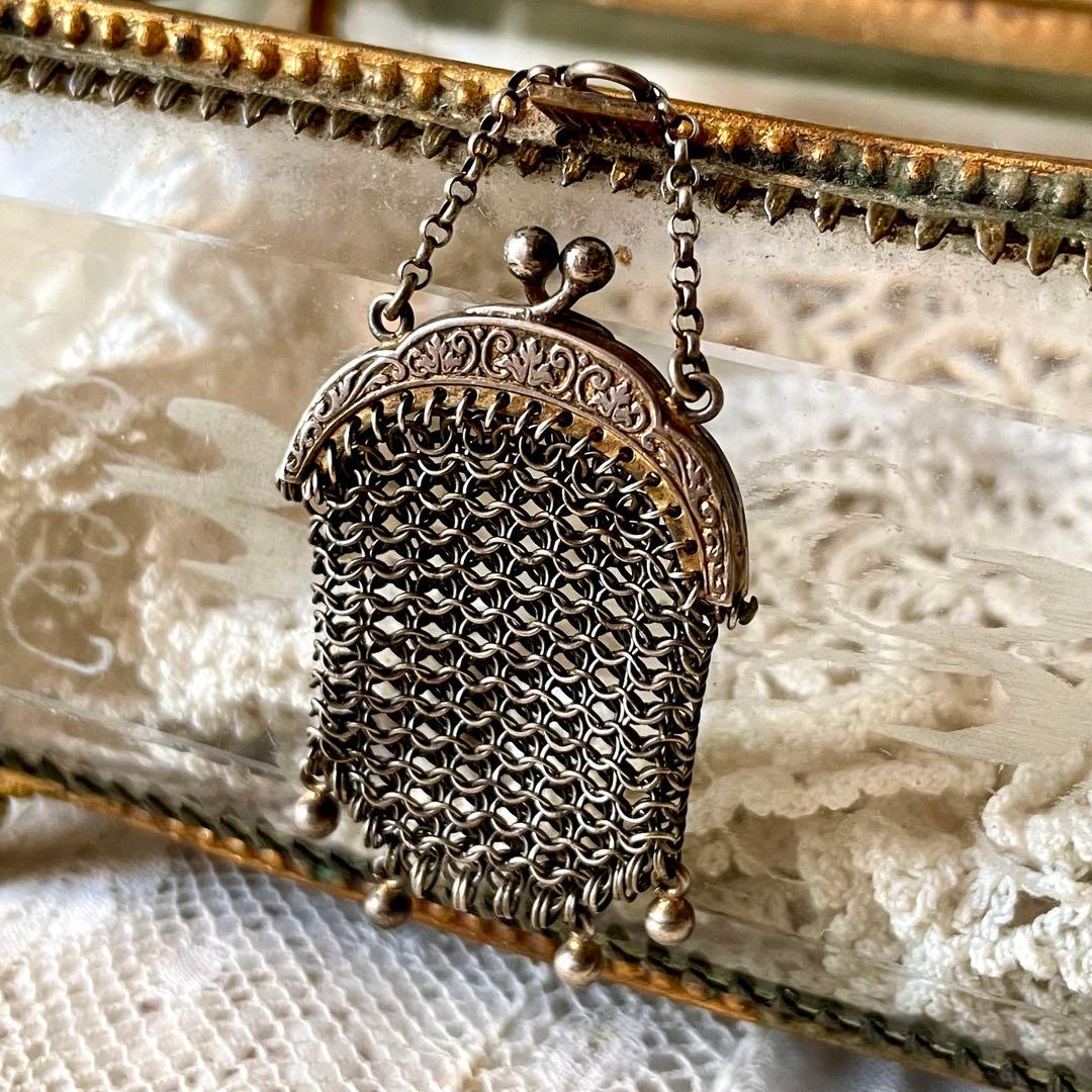 【レア】ドール用ミニがま口バッグ　チェーン付き　ミニチュア　フランスアンティーク