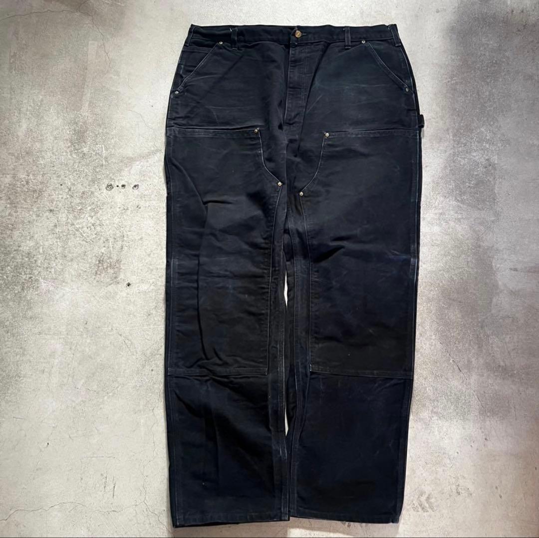 希少サイズ 90s USA製 カーハート ダブルニー B01 BLK