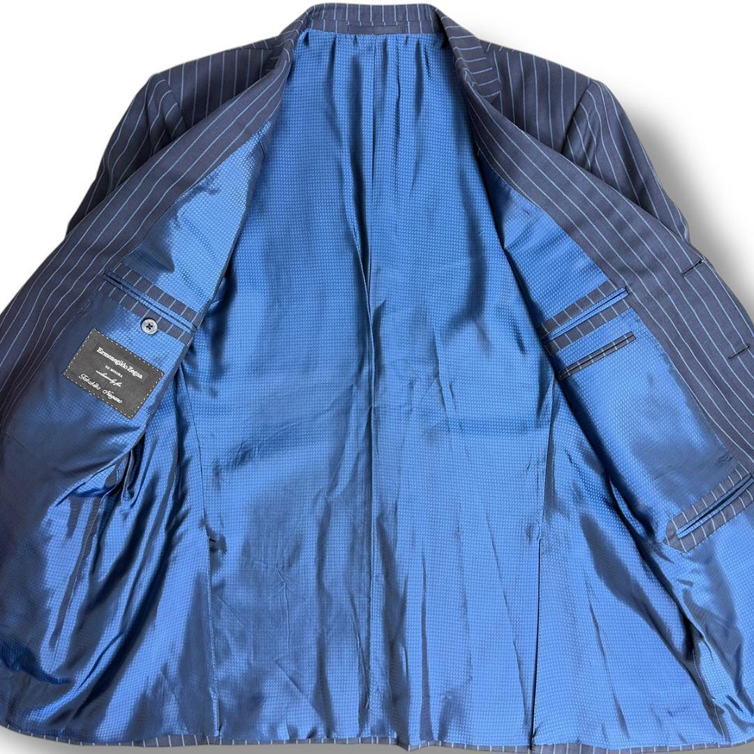 J7041 超美品 エルメネジルドゼニア スミズーラワイドストライプスーツ 54