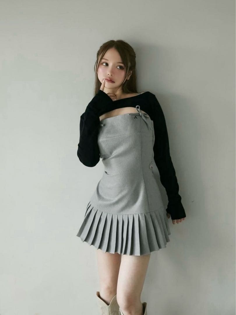 ANDMARY ニットセットミニドレス グレー