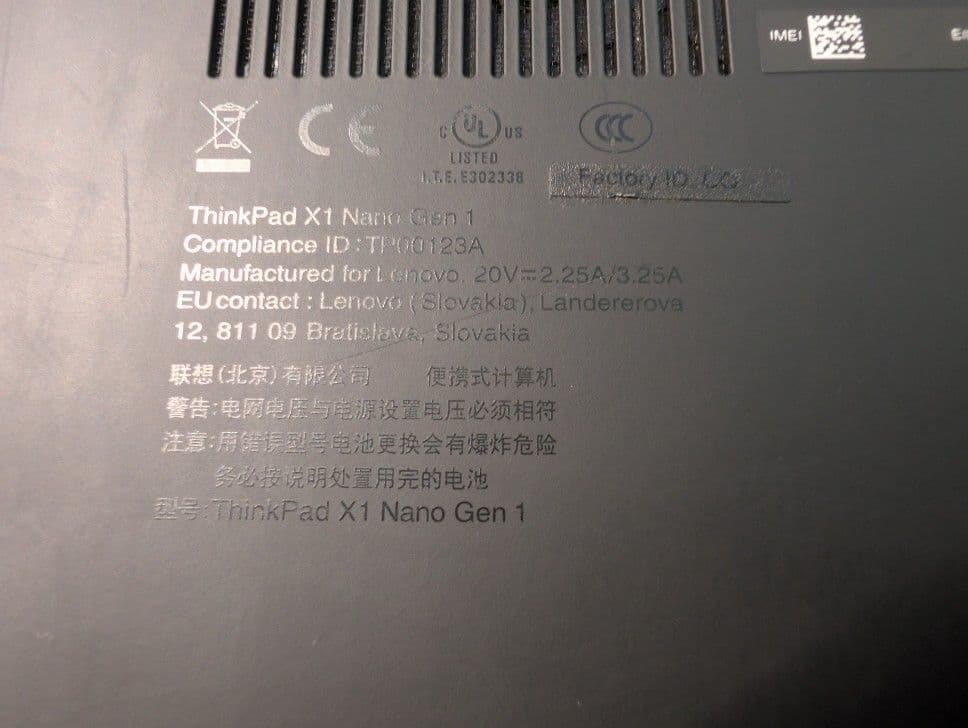 Lenovo ThinkPad X1 nano Gen1（LTEモデル）