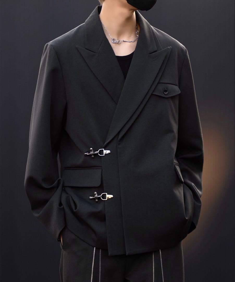 【CLEL】 セットアップ（ジャケット＋スラックス）チャコールグレー Sサイズ