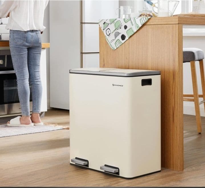 #新品　訳ありゴミ箱 ダストボックス 2分別ペダル式 2x30L ステンレス