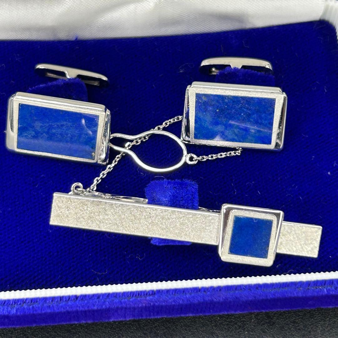 あやめ123 14金ホワイトゴールド　東急　ラピスラズリ？　ネクタイピン