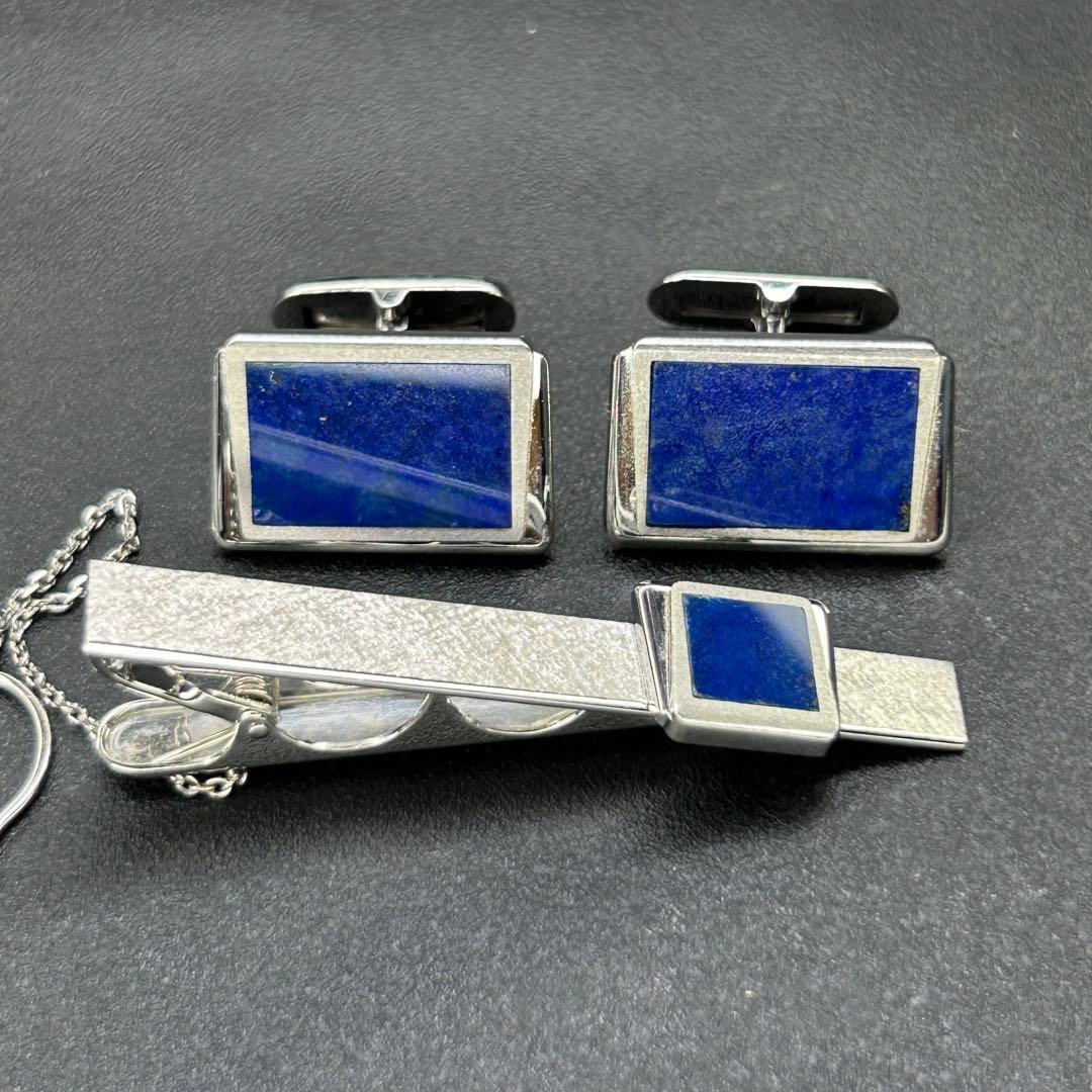 あやめ123 14金ホワイトゴールド　東急　ラピスラズリ？　ネクタイピン