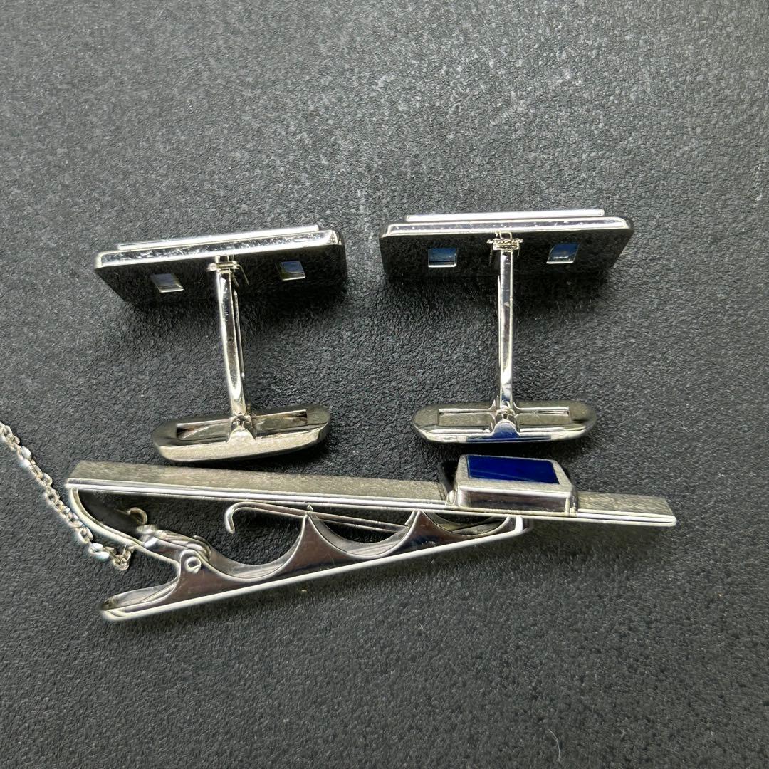 あやめ123 14金ホワイトゴールド　東急　ラピスラズリ？　ネクタイピン