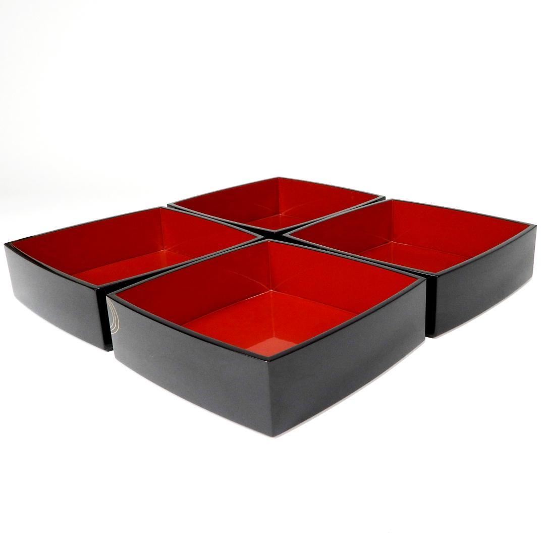 【まり】清光堂造 能登輪島塗 花筏蒔絵 四段重箱 台付 共箱