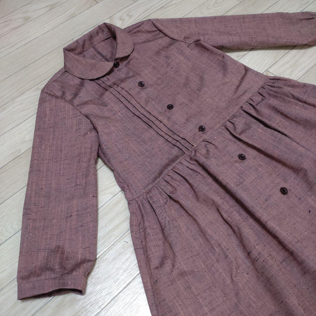 着物リメイク　丸襟ピンタックワンピース