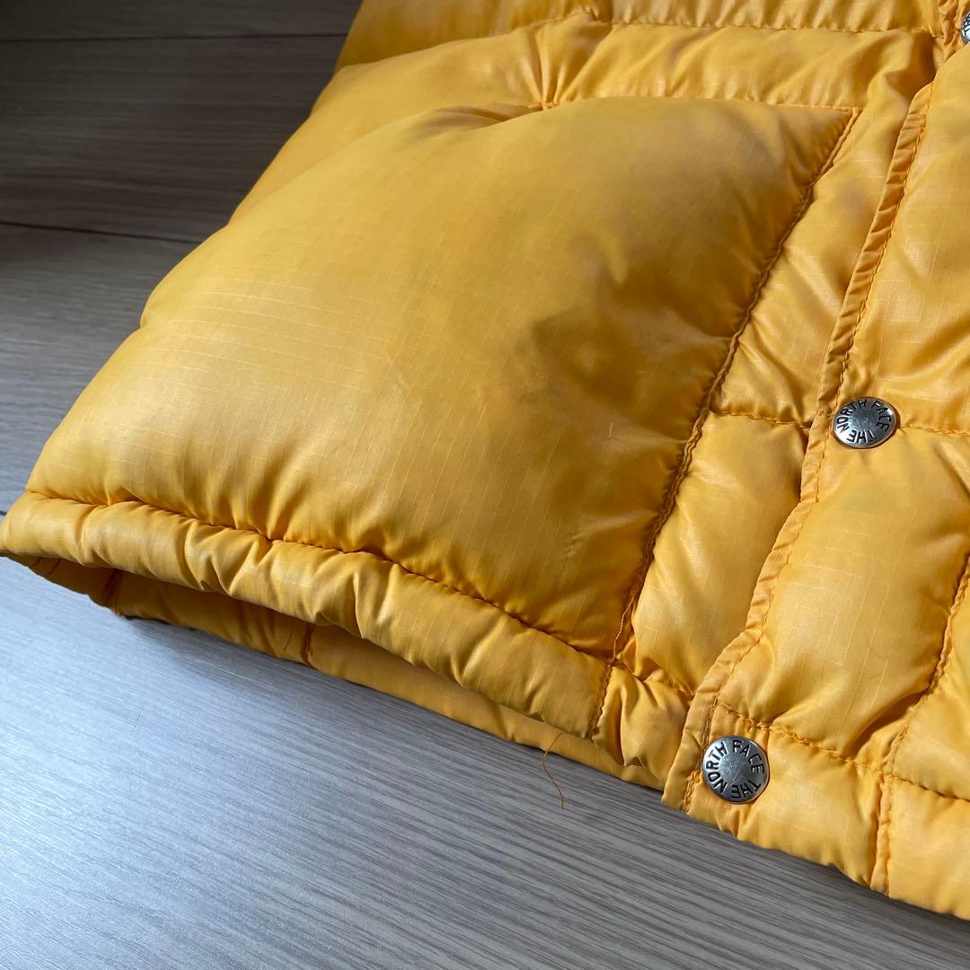美品 70s 茶タグ ノースフェイス ダウンベスト イエロー 黄色 L 藤原着