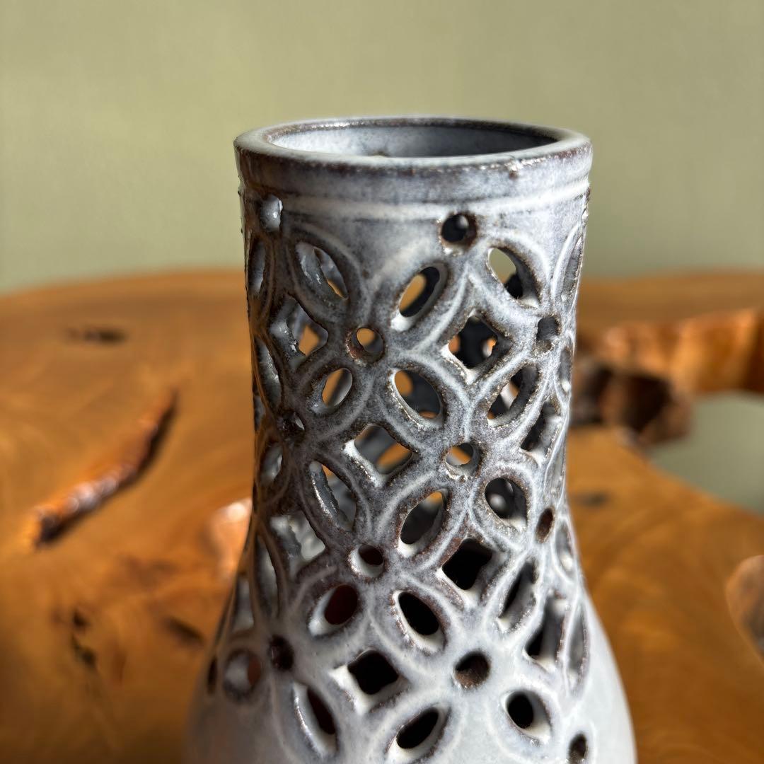 萩焼 七宝透 杓立 大野瑞峰 茶道具 共箱