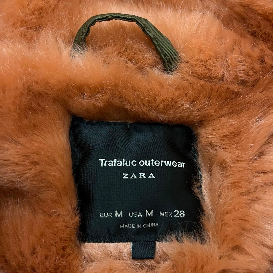 美品　ZARA ピンクファー モッズコート M N3B カーキ　ザラ　77302