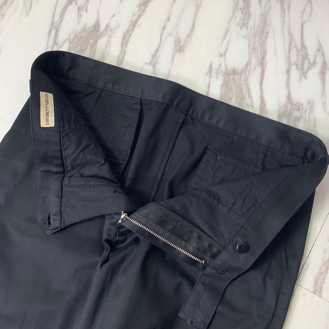 00s エンポリオアルマーニ コットンパンツ 52 イタリア製 スリット 黒