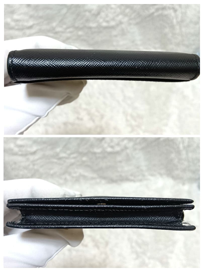 プラダ　カードケース　名刺入れ　ロゴ刻印　レザー　ブラック　正規品