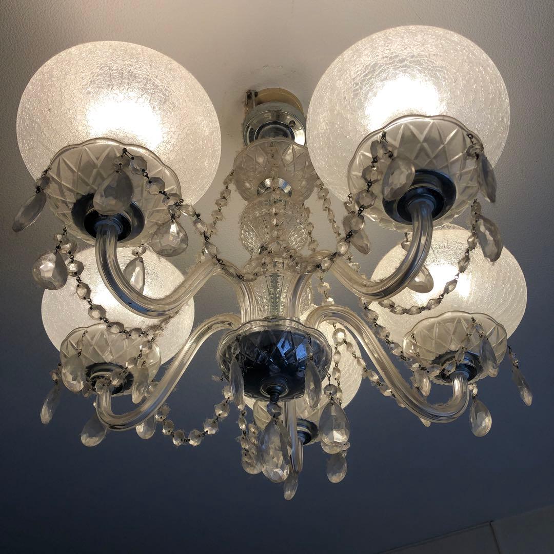 豪華　オールガラス　シャンデリア　5灯　LED