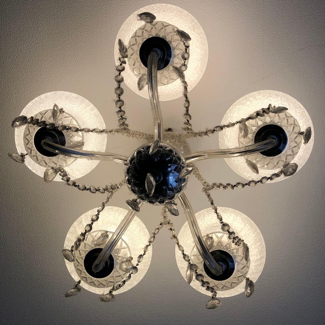 豪華　オールガラス　シャンデリア　5灯　LED