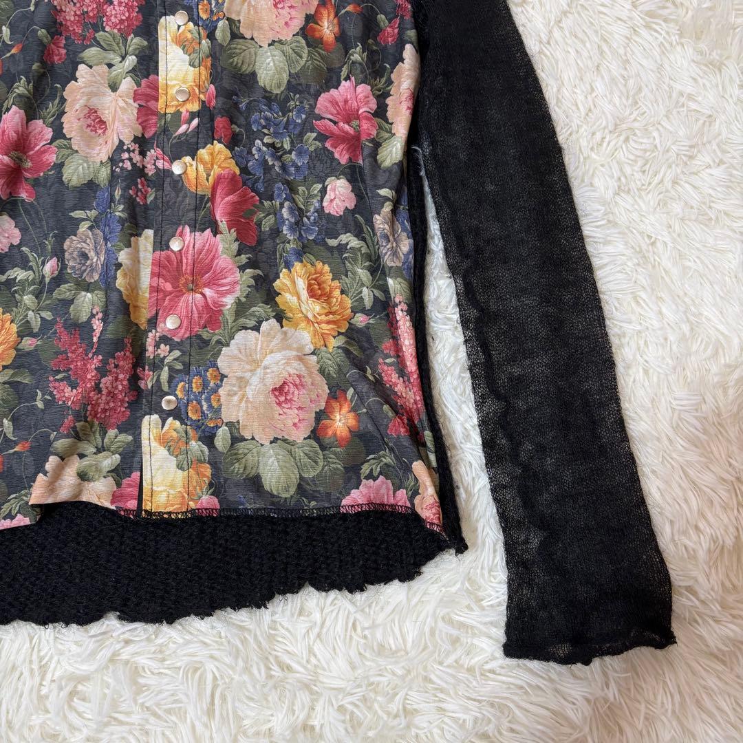 トリココムデギャルソンAD2013 花柄 切替え モヘア ニットシャツ Sサイズ