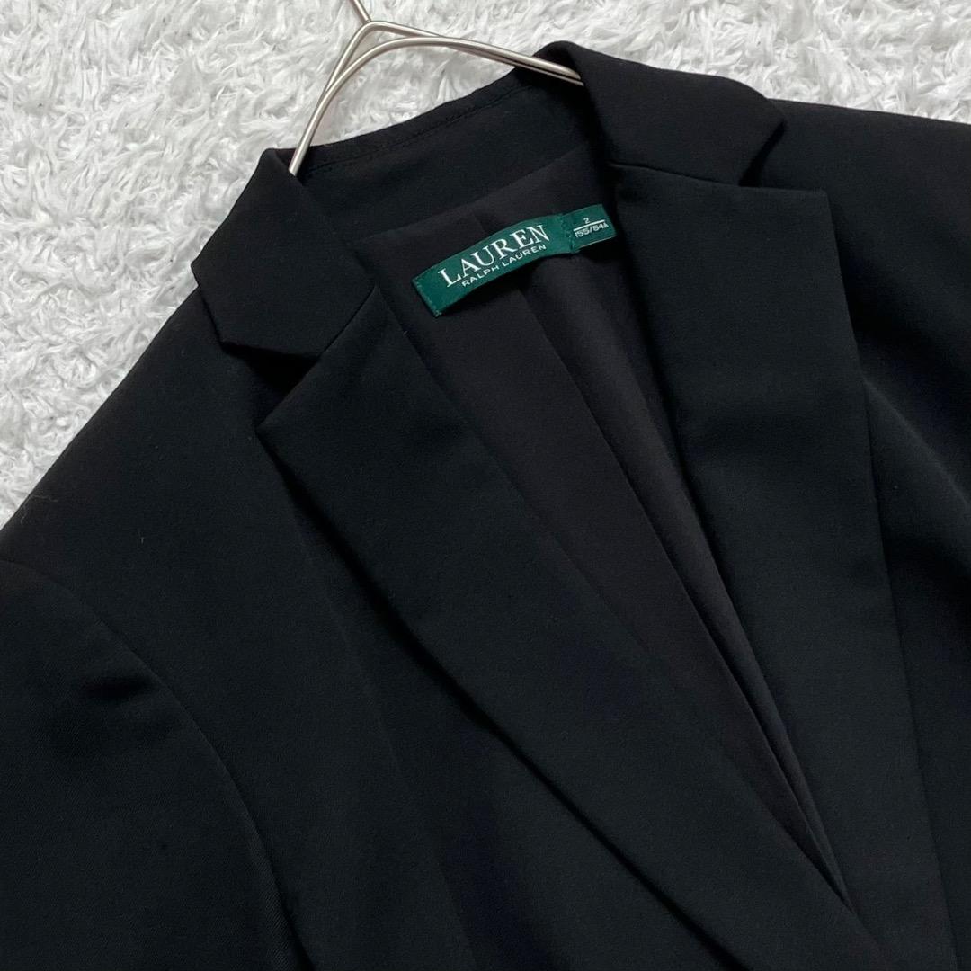 極美品✨ローレンラルフローレン テーラードジャケット 銀ボタン とろみ 伸縮 黒
