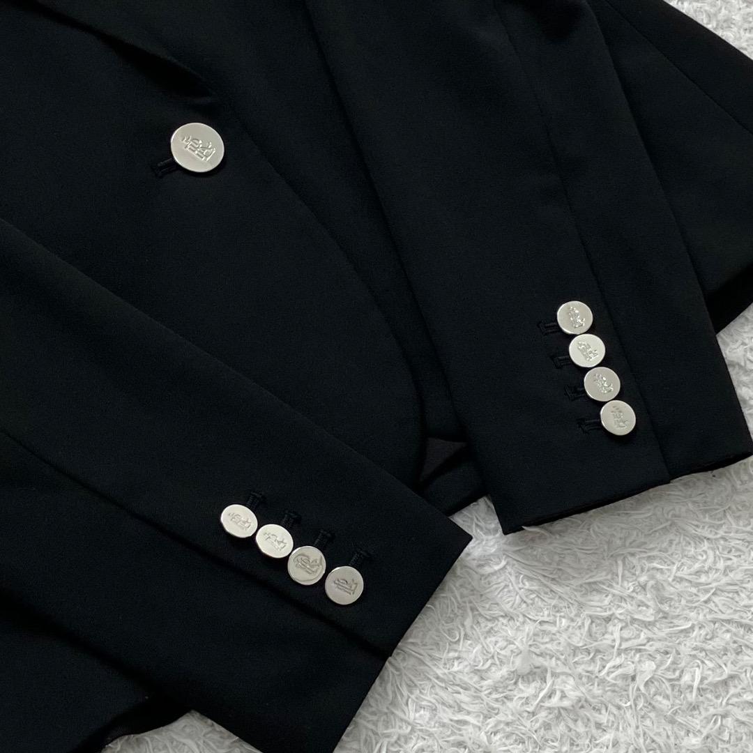 極美品✨ローレンラルフローレン テーラードジャケット 銀ボタン とろみ 伸縮 黒