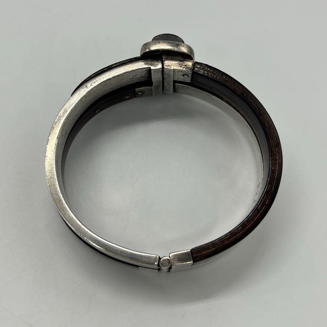 グッチ GUCCI ダブルベルトバックル バングル SV ウッド オールド