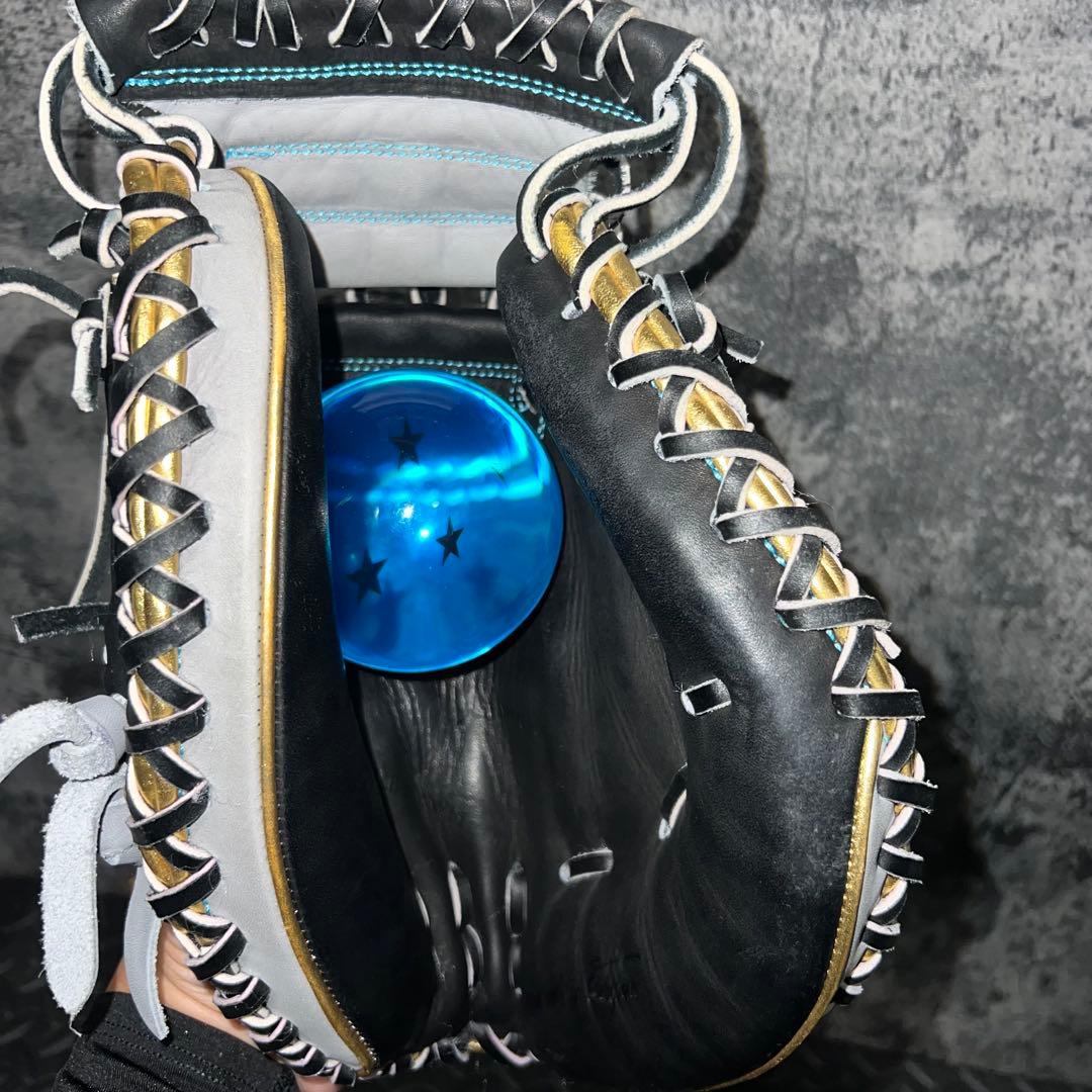 要ミット　KANAME　軟式野球用レザーグローブ ホワイト/ブラック/ゴールド