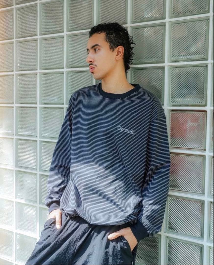 OPTSTUFF BORDER LONG SLEEVE/ネイビー Mサイズ