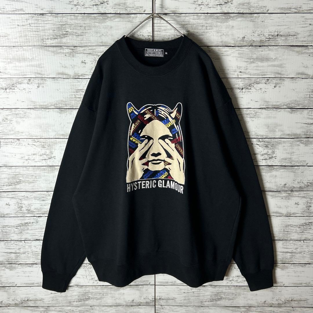 3651M【美品・XL】ヒステリックグラマー☆ヒスガール 刺繍ロゴ スウェット
