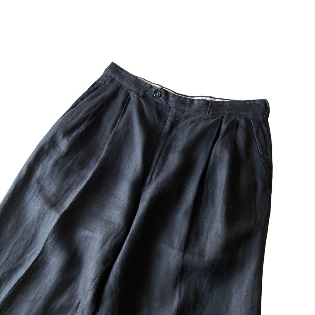 80s〜　イタリア製 GIANFRANCO FERRE ブラックリネンスラックス