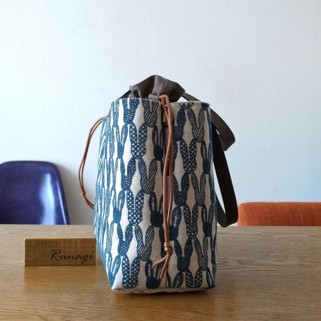 ＊SALE＊【1555】大きいサイズのあおりポケット巾着バッグ＊ミナペルホネン