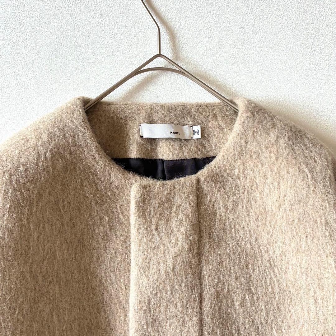 ノット　現行　TOMORROWLAND　ノーカラーシャギーコート　ウール　モヘア