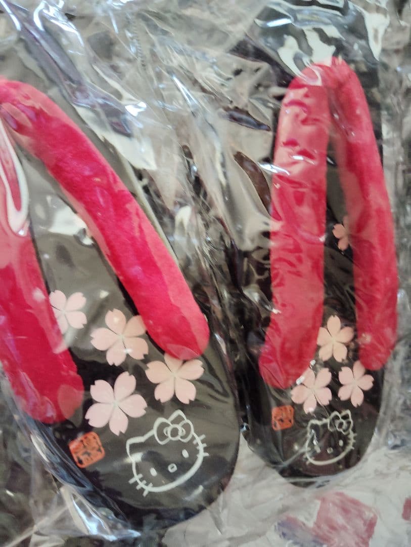 非売品ハローキティ可愛い 桜柄 浴衣帯と下駄セット
