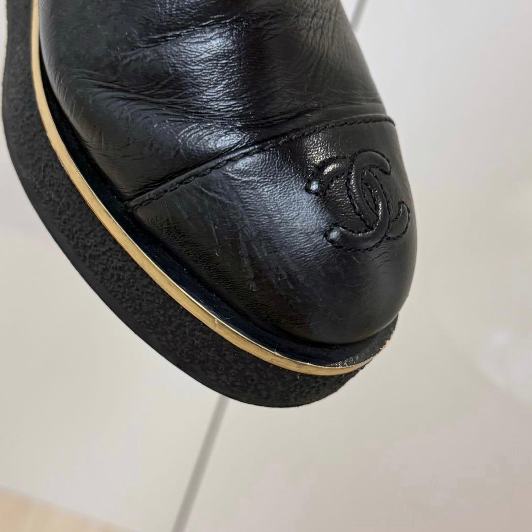 CHANEL シャネル レースアップシューズ ブーツ バックロゴ ココマーク