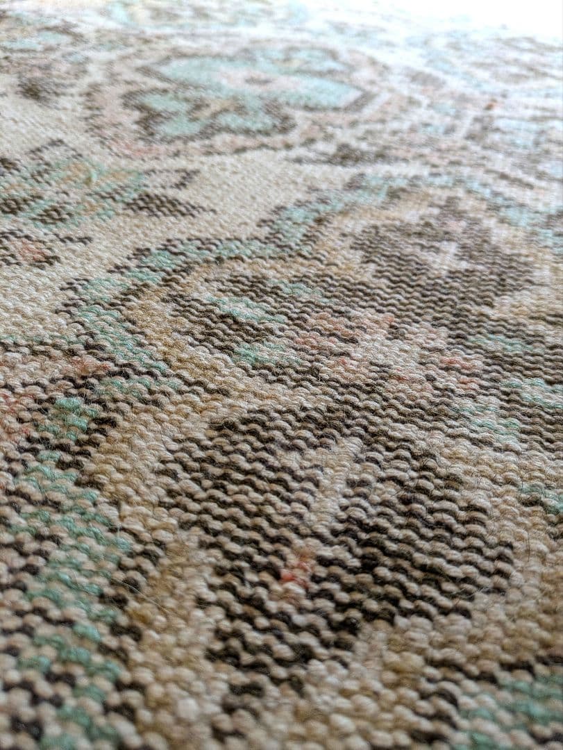 大判163×258 シャビーサーモン×エメラルドグリーン　トルコヴィンテージラグ