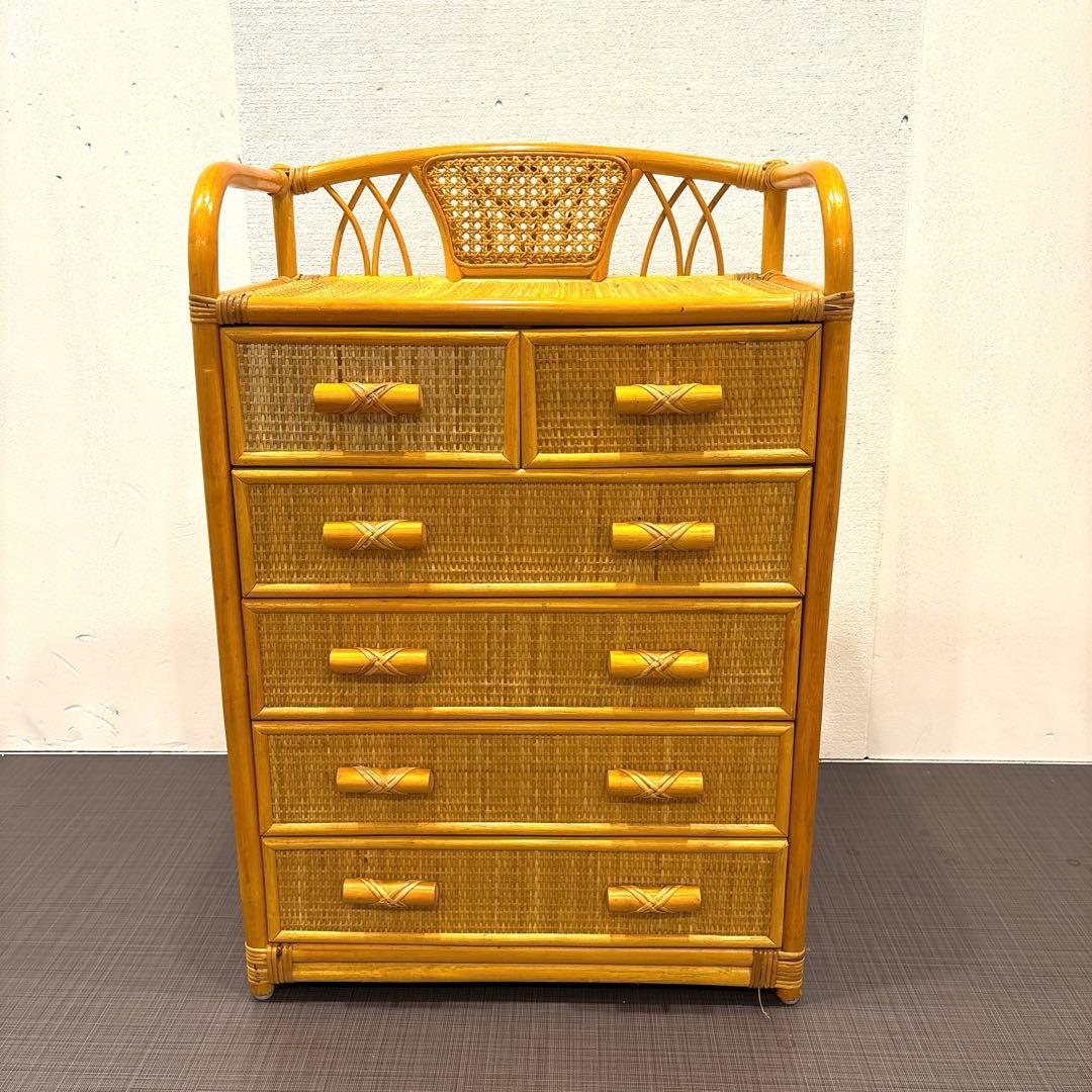 昭和レトロ　ナチュラルラタン 5段チェスト