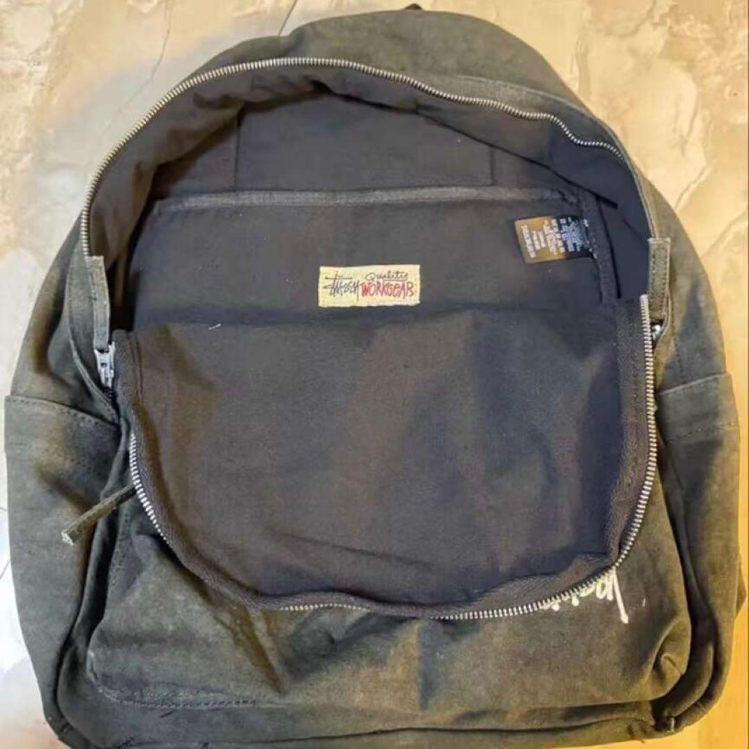 STUSSY ウォッシュドブラック キャンバスリュック