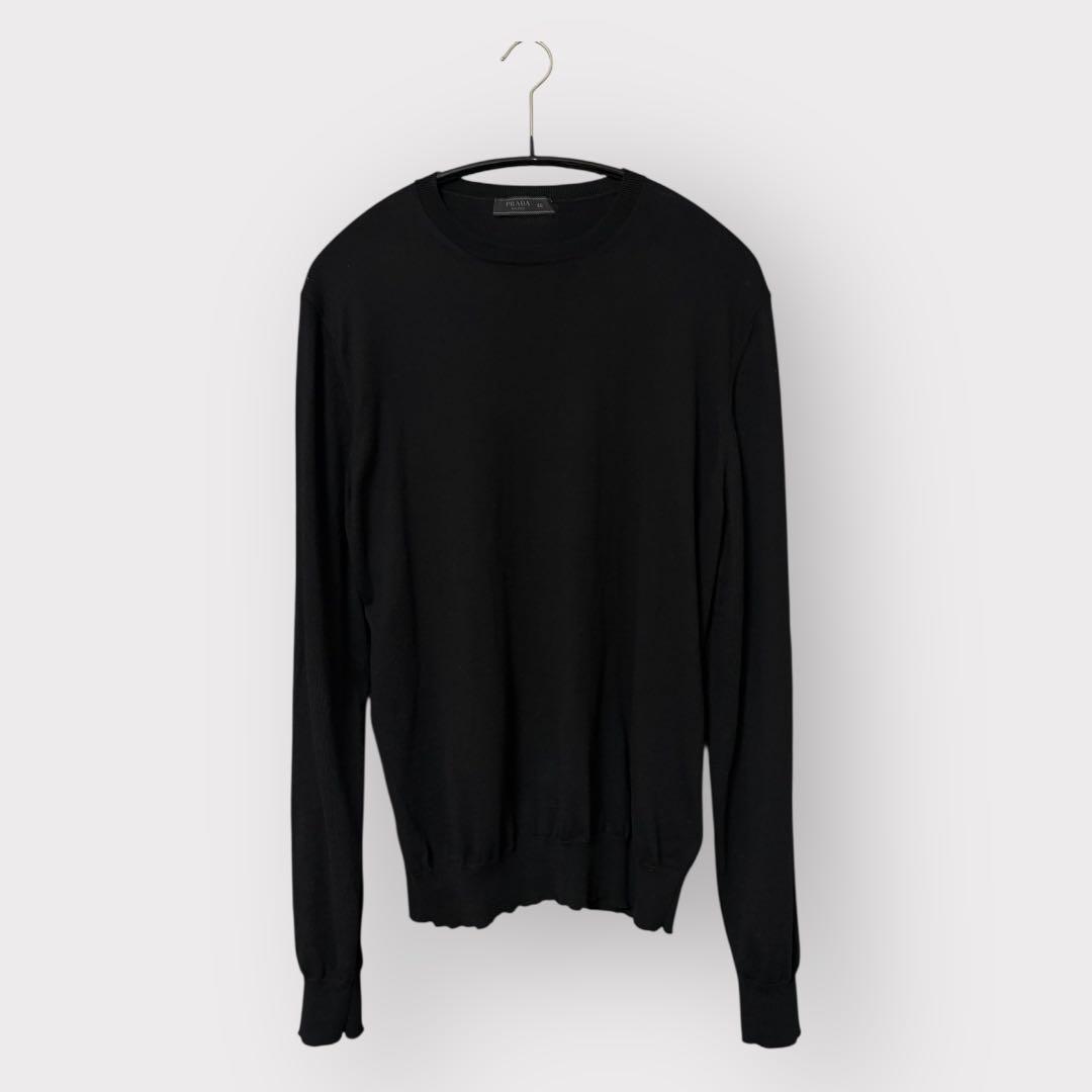 ★ PRADA プラダ コットン ニット セーター ブラック 46