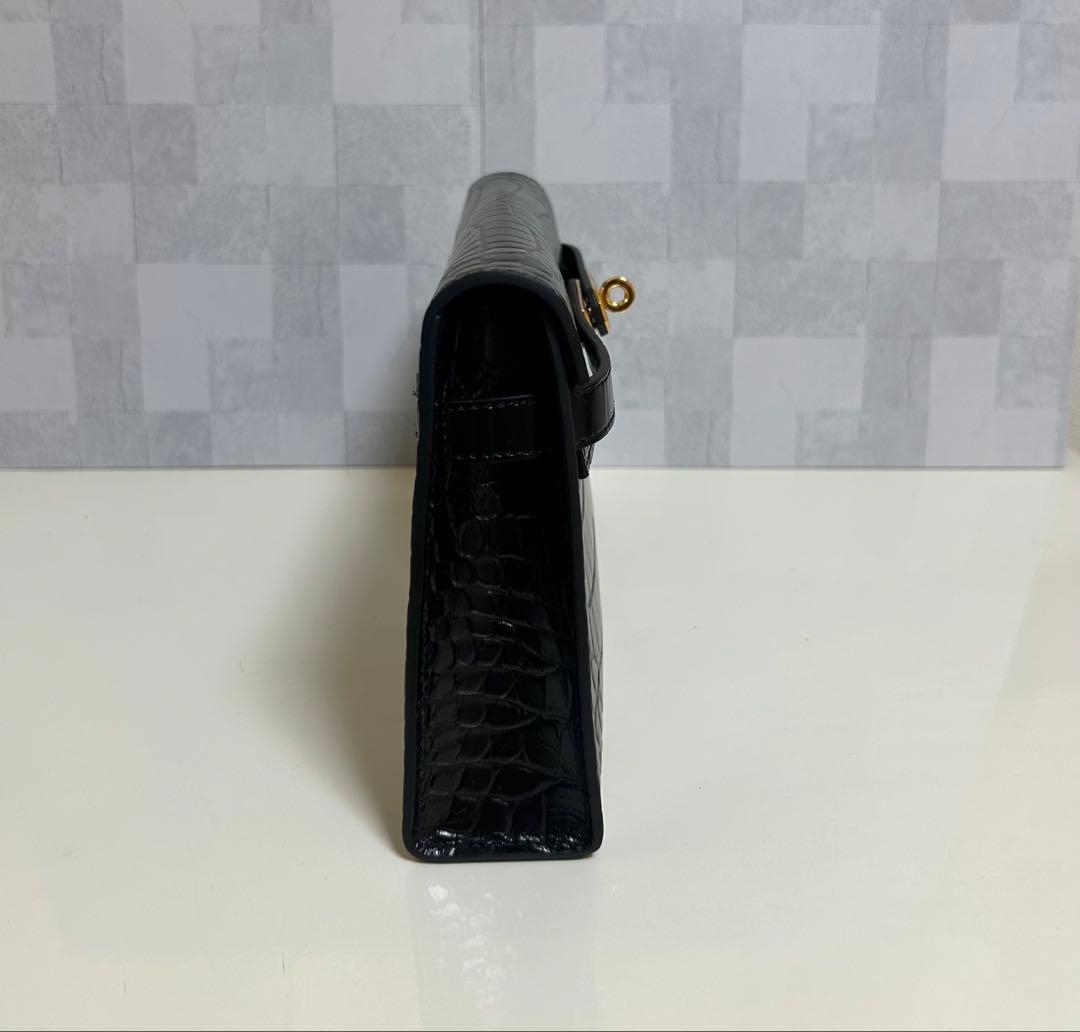 本革　クロコダイル調レザー クラッチバッグ3way