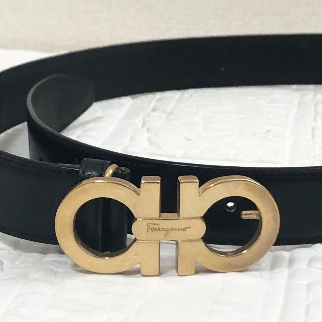 フェラガモ　ベルト　ダブル　ガンチーニ　ブラック