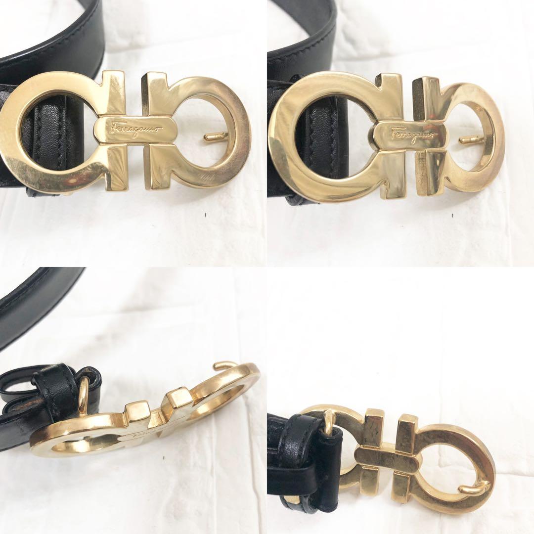 フェラガモ　ベルト　ダブル　ガンチーニ　ブラック