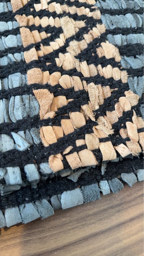 レザーラグ205×140テクスチャー幾何学模様ラグ