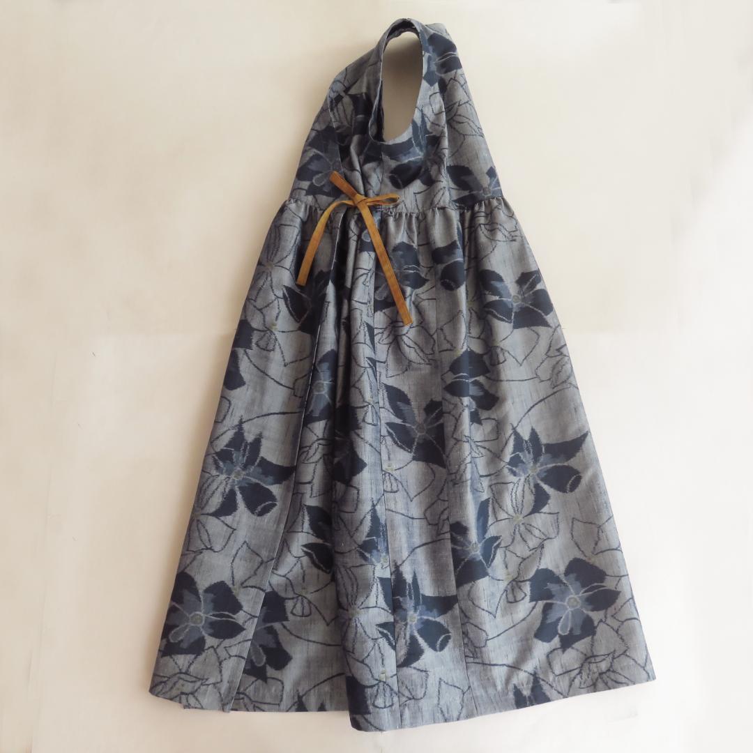 着物　リメイク　正絹紬　カシュクール　ジレ　マキシ　ロング　ベスト