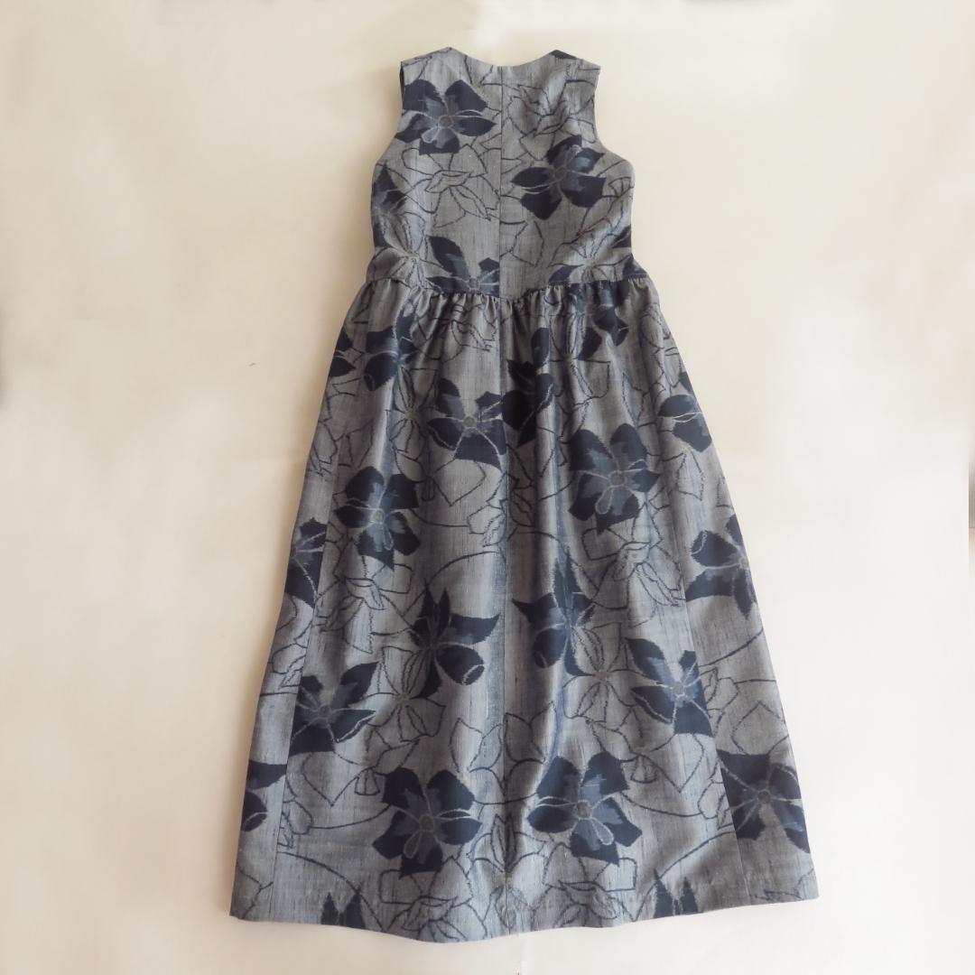 着物　リメイク　正絹紬　カシュクール　ジレ　マキシ　ロング　ベスト