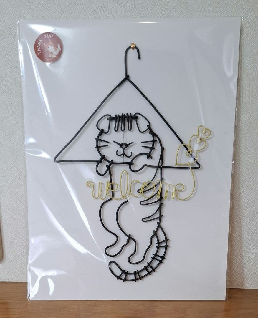 ワイヤーアート　ワイヤークラフト　ハンガー猫　inutade