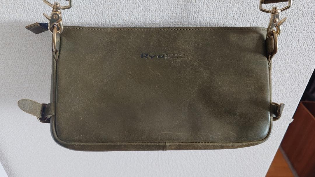 ＜中古美品＞ Ryu／2Wayレザーショルダーボディバッグ（グリーン）