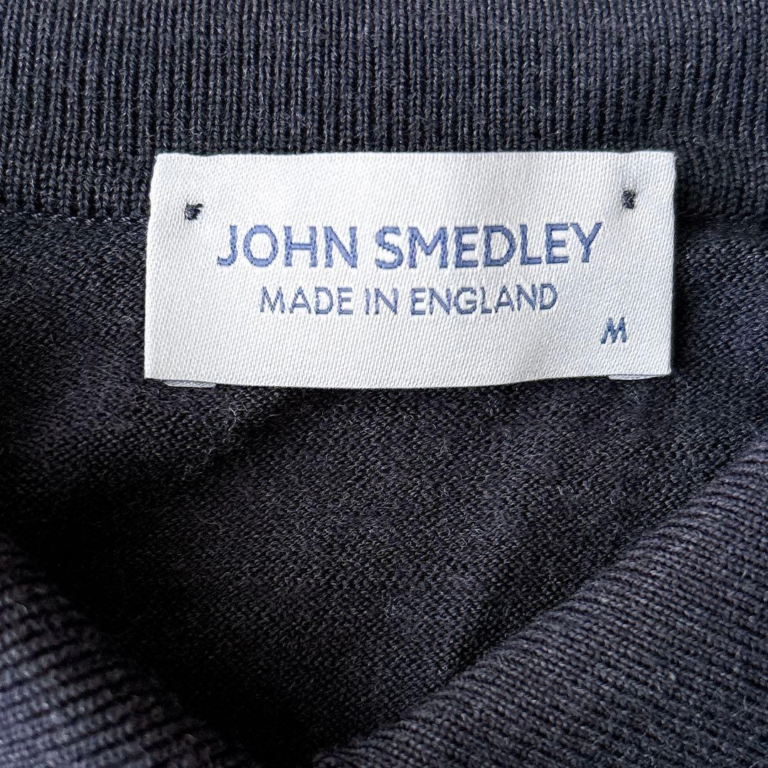 ジョンスメドレー＊ポロニット M ネイビー 薄手 ウール100% クレリック