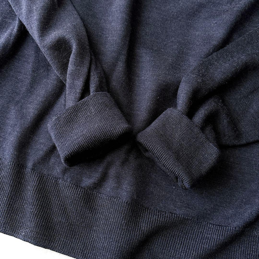 ジョンスメドレー＊ポロニット M ネイビー 薄手 ウール100% クレリック